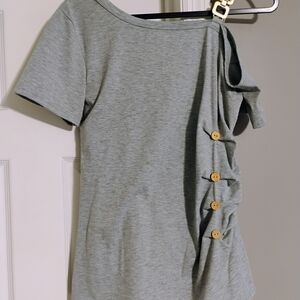 Gray Cold Shoulder Top